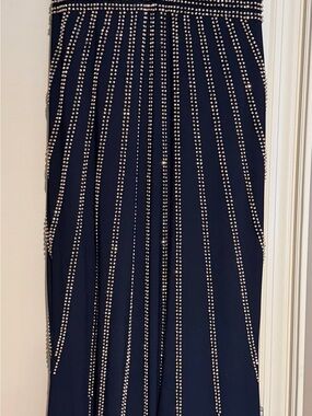 Avery G Navy Blue Rhinestone Embellished Formal Gown Size 12